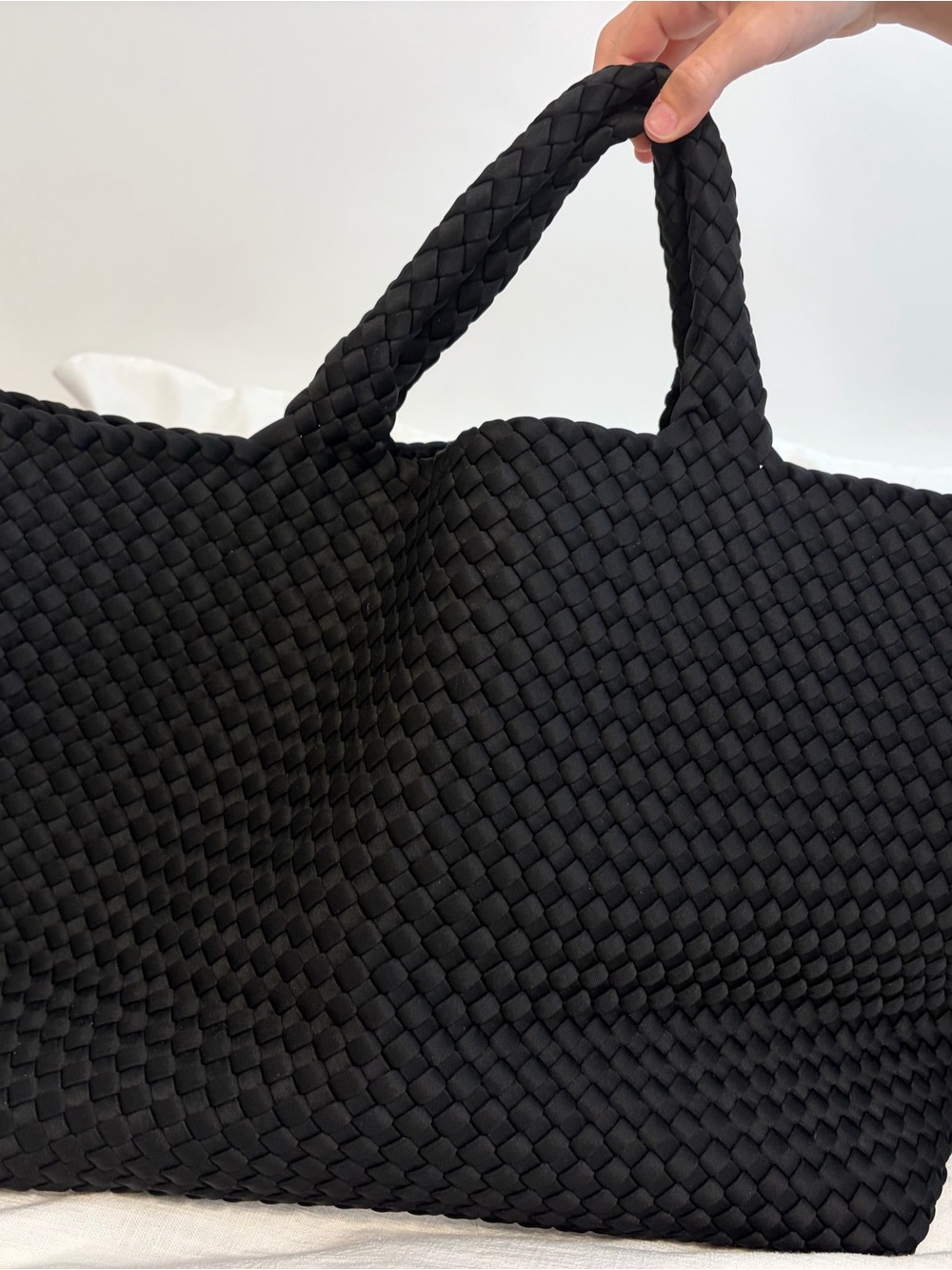 Naghedi Black Woven Tote with Matching Pouch - Picture 6 of 6